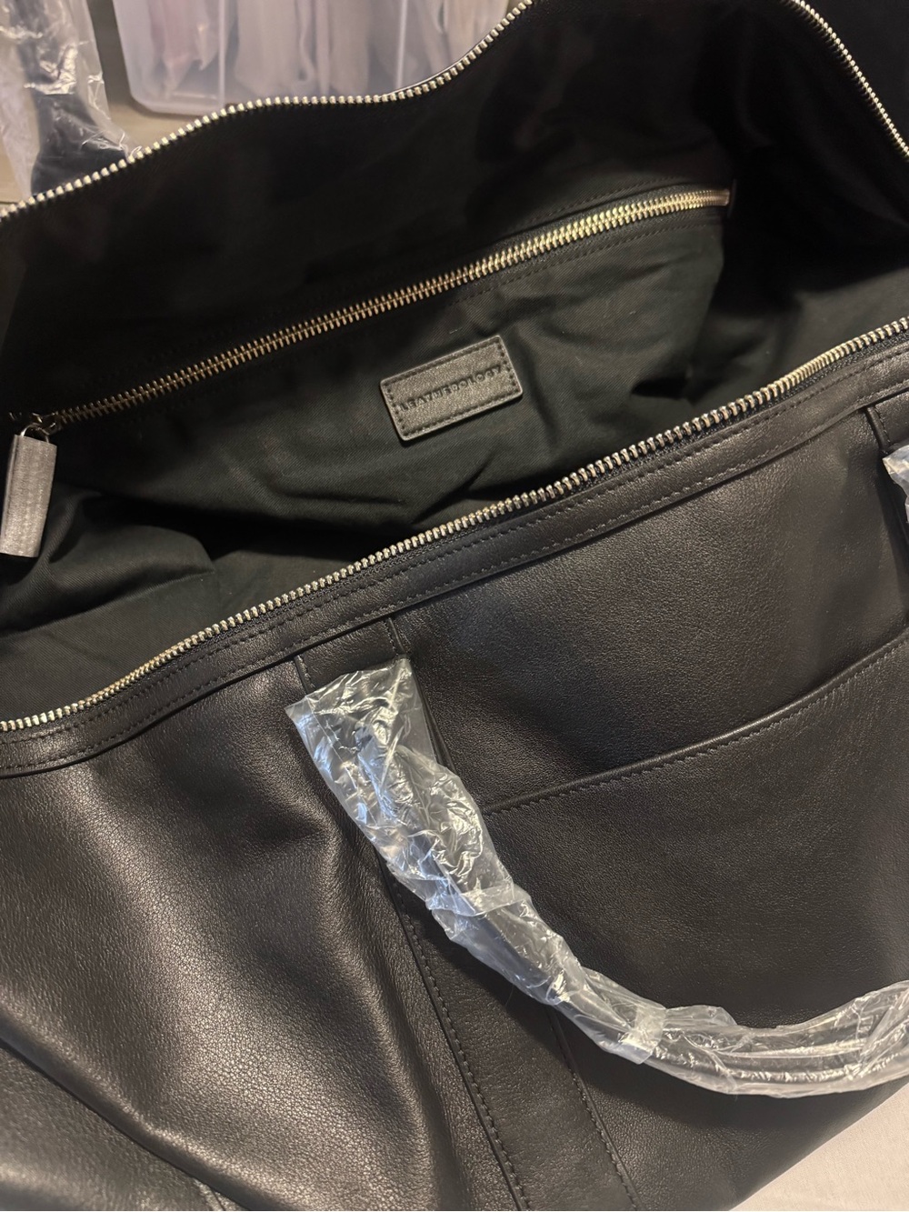 Black Leather Duffle Bag - leatherology medium NEW